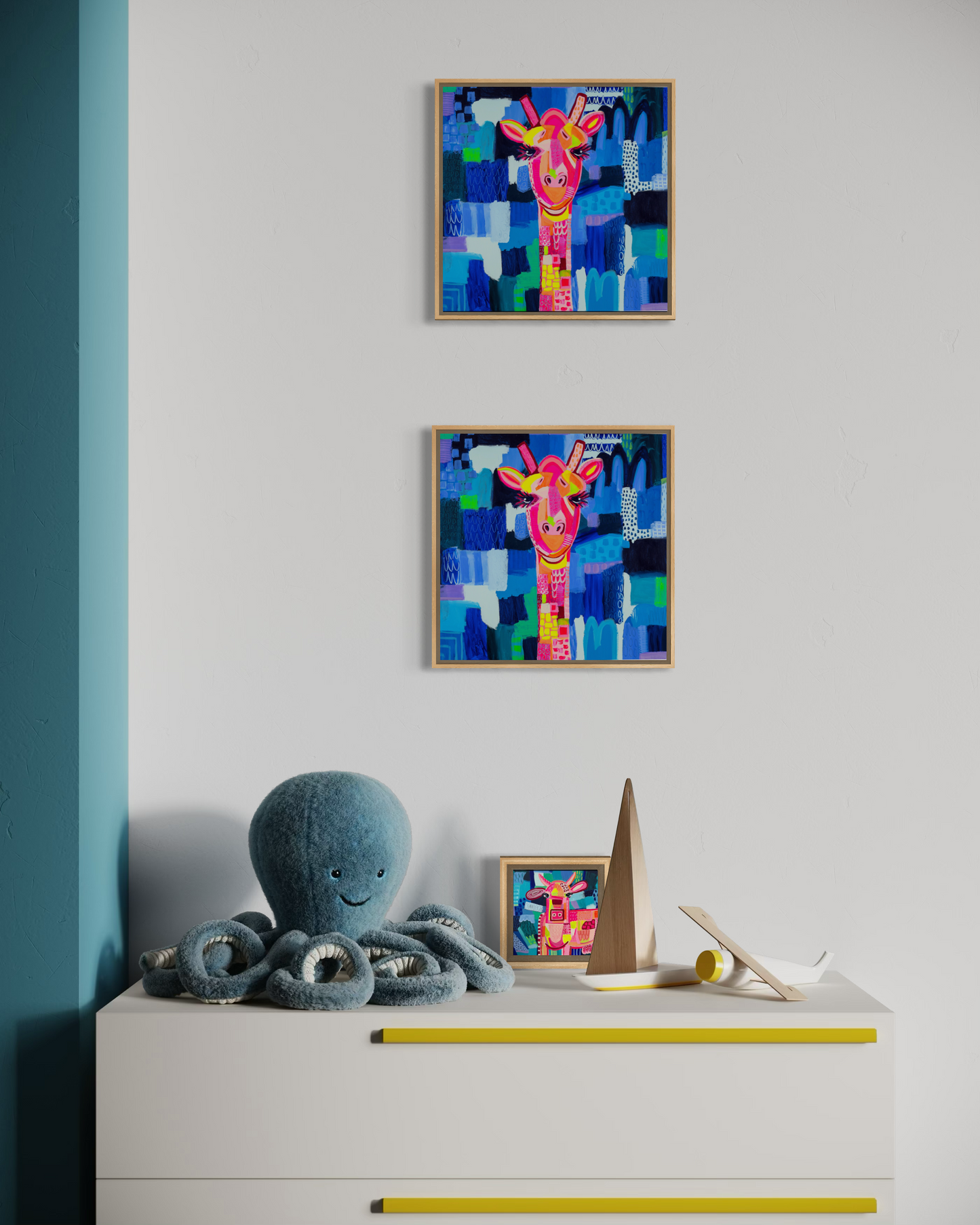 Helen The Giraffe (Mini Framed Canvas Print)