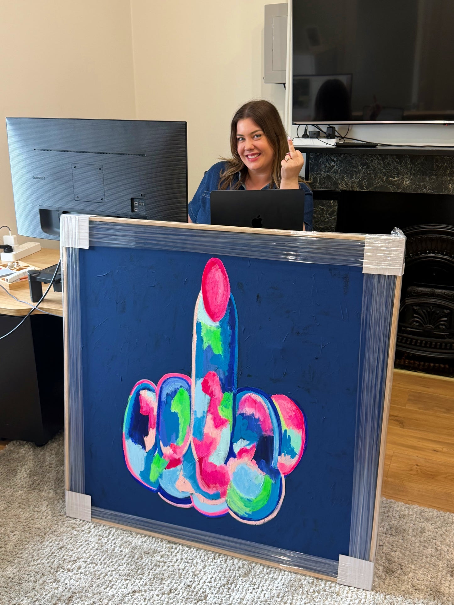 In Your Face (Original) Framed In Oak