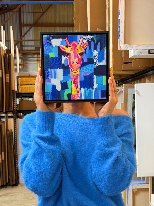 Helen The Giraffe (Mini Framed Canvas Print)