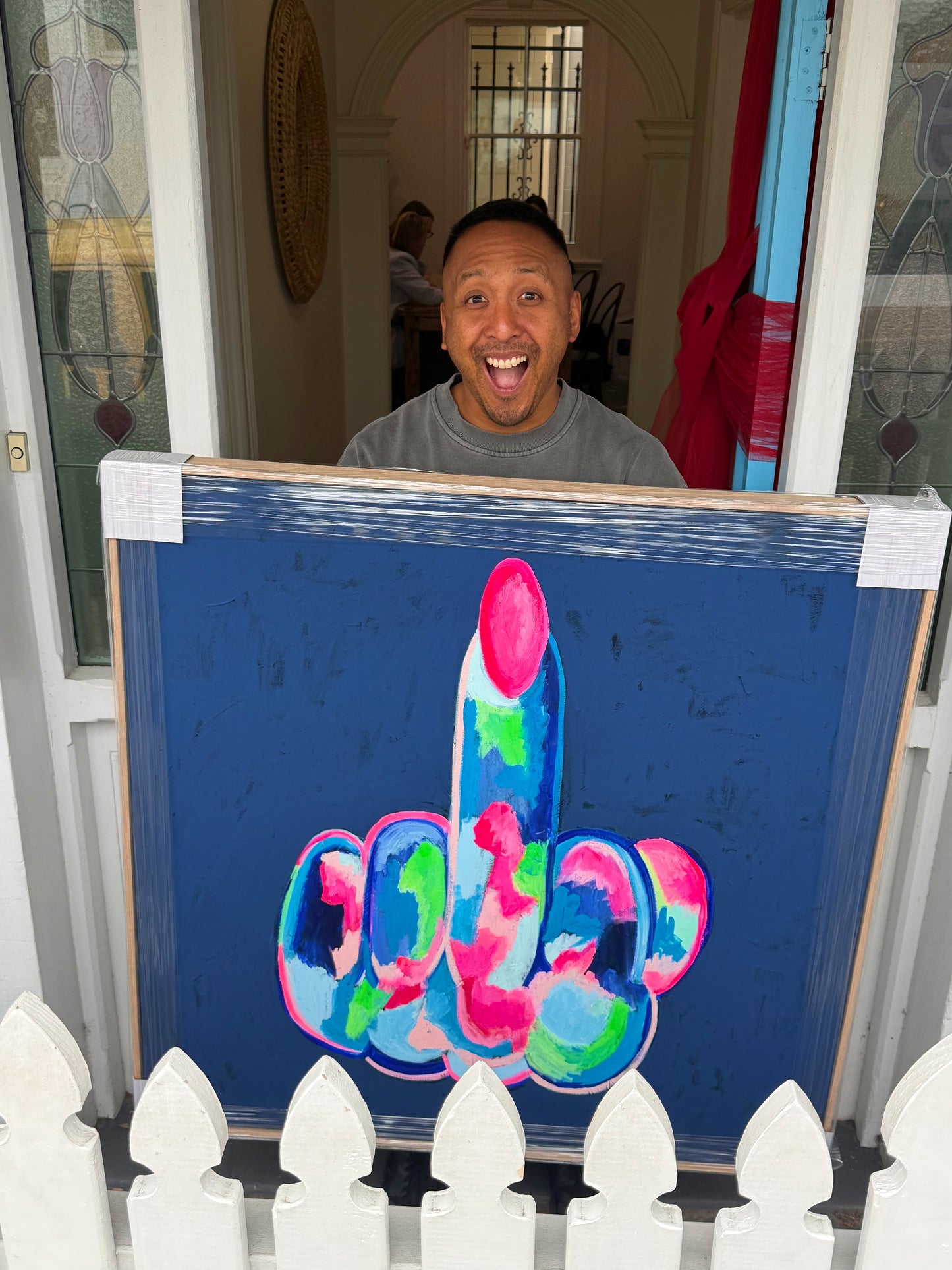 In Your Face (Original) Framed In Oak