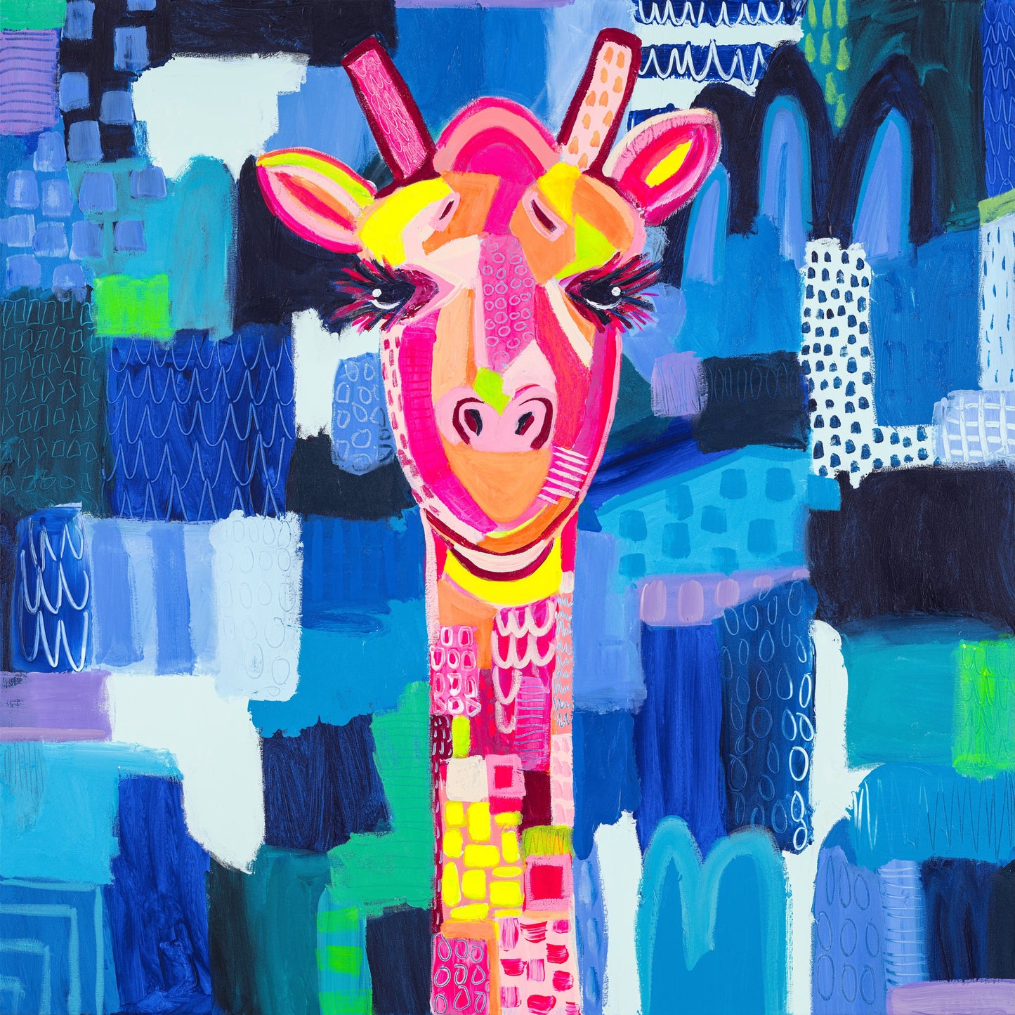 Helen The Giraffe (Stretched Canvas Print)