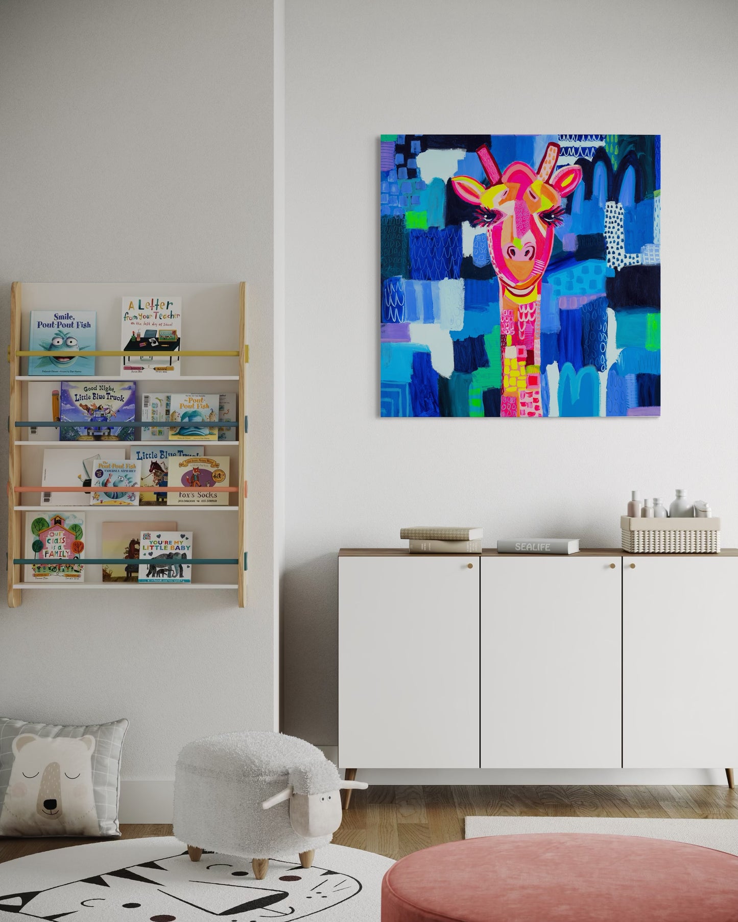 Helen The Giraffe (Stretched Canvas Print)