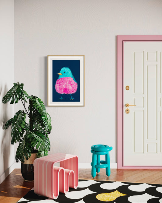Fuzzy Bird (FRAMED PRINT)