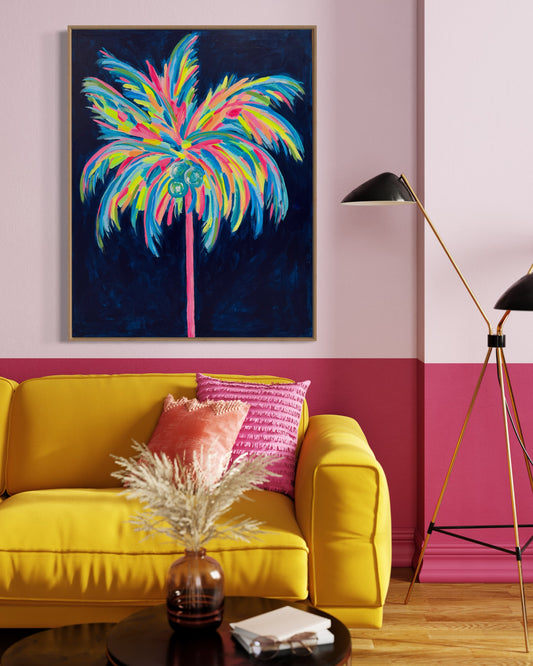 Neon Palms (Original + Framed in Oak)