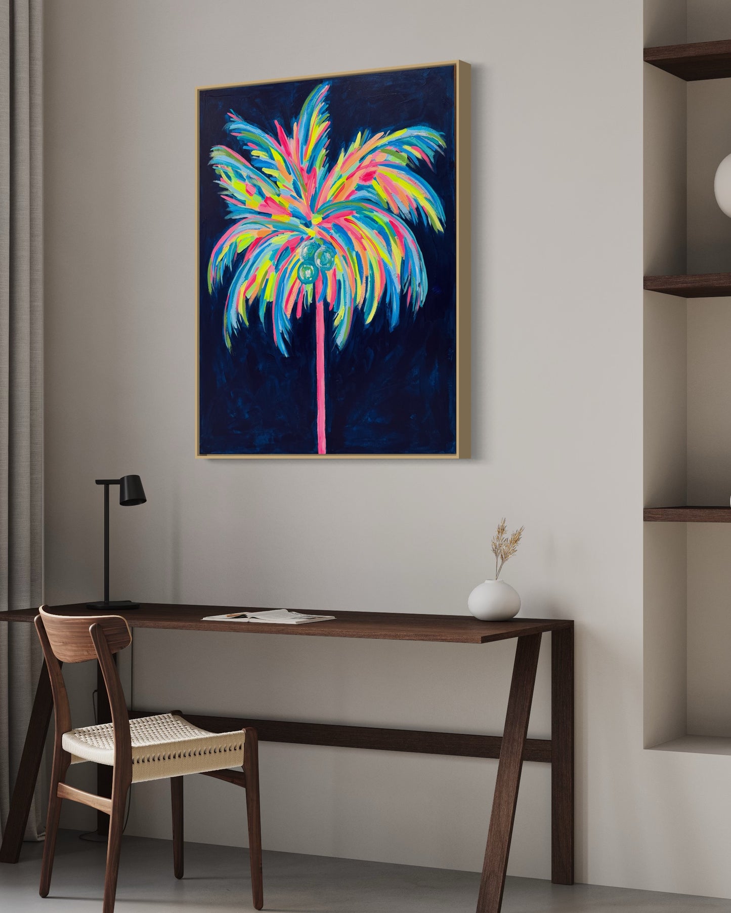 Neon Palms (Original + Framed in Oak)