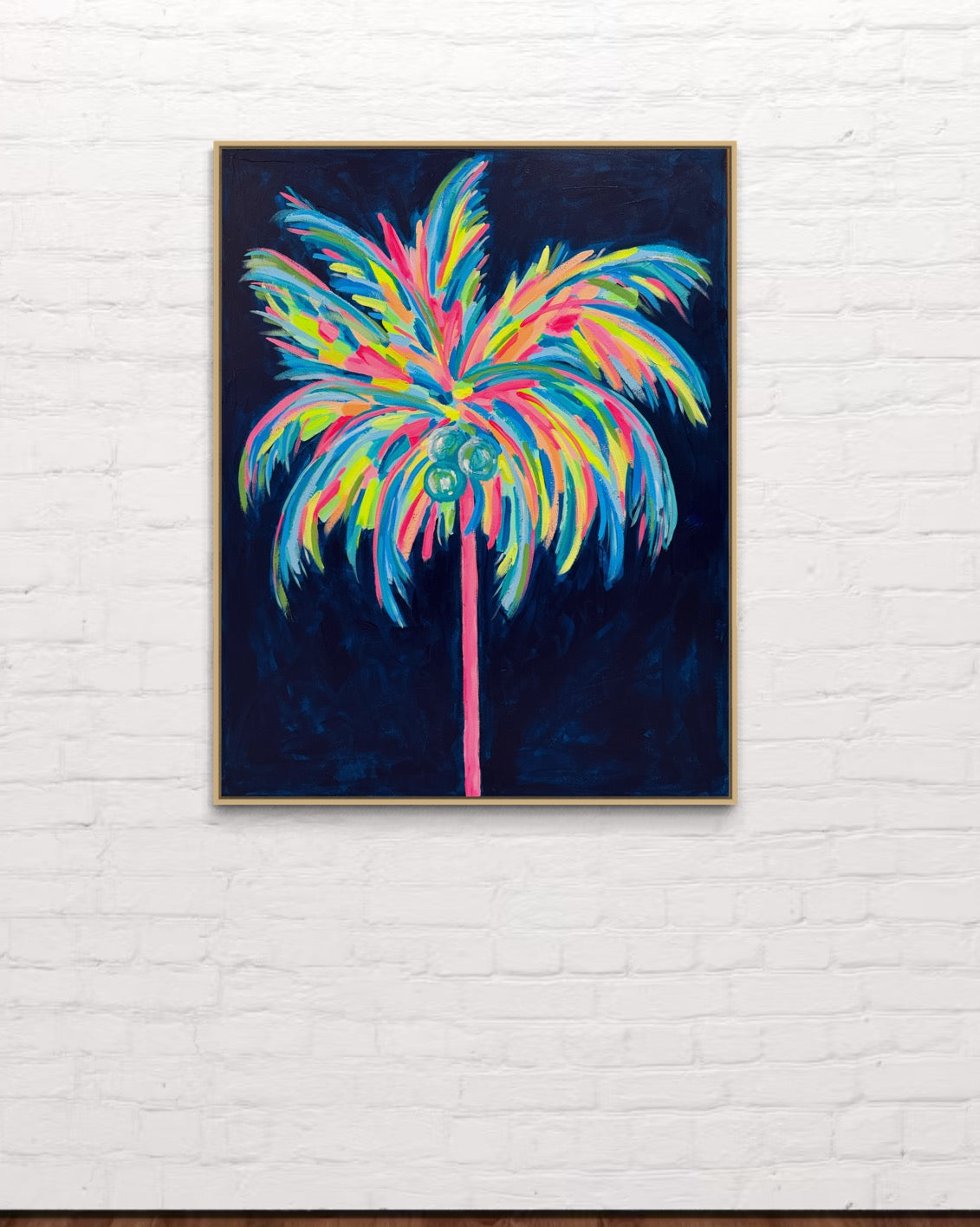 Neon Palms (Original + Framed in Oak)